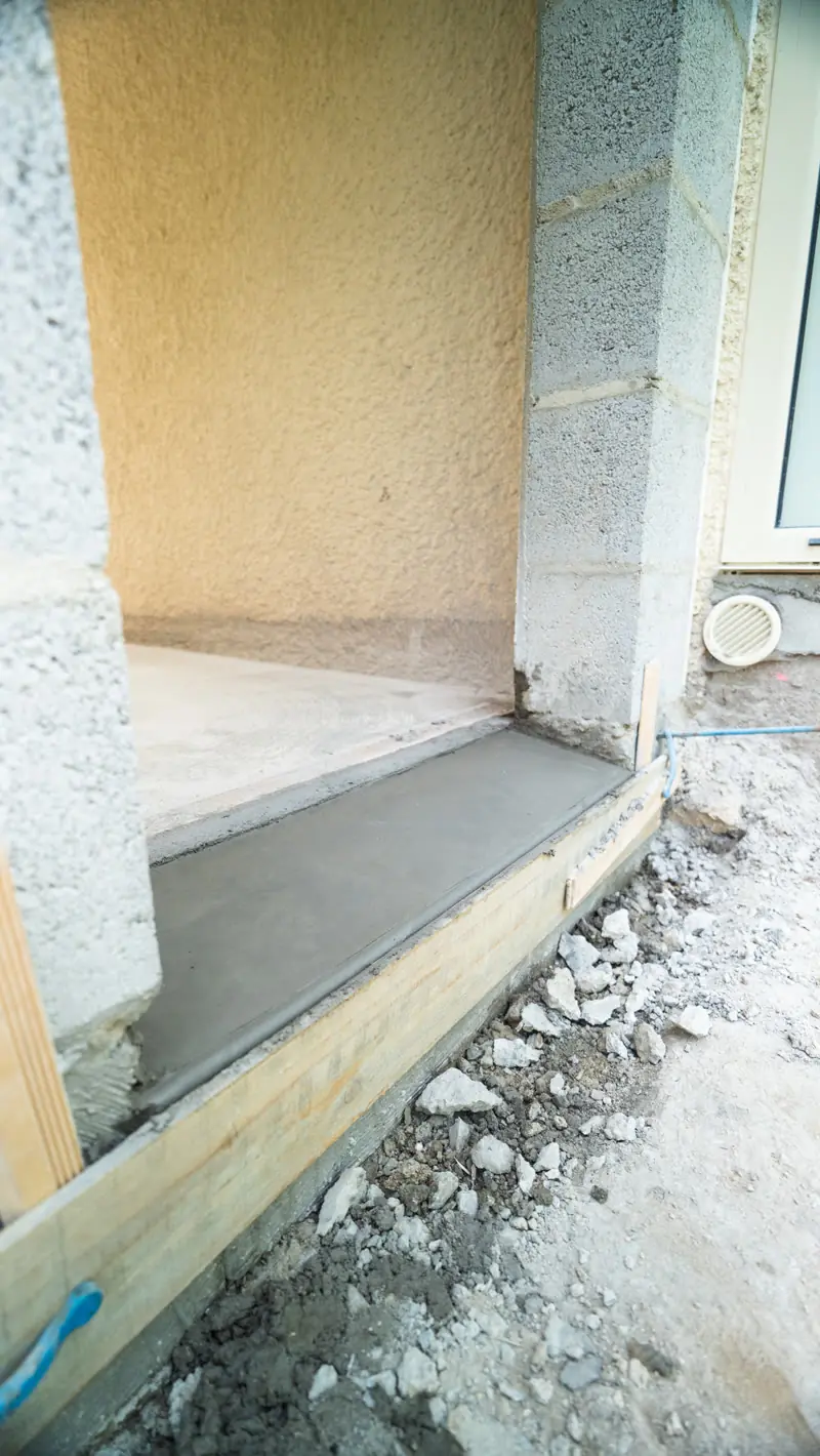 Appui de fenêtre en béton coulé, finition nette par Perrin Maçonnerie
