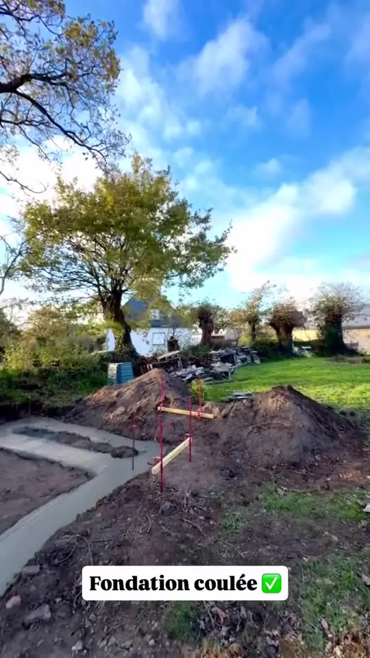 Fondation coulée pour une extension
